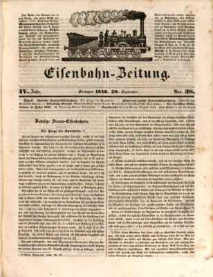 Eisenbahn-Zeitung Sonntag 20. September 1846