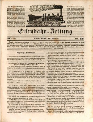 Eisenbahn-Zeitung Freitag 13. November 1846