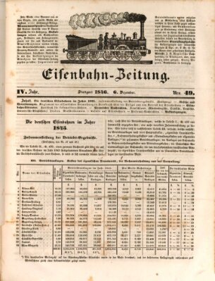 Eisenbahn-Zeitung Sonntag 6. Dezember 1846