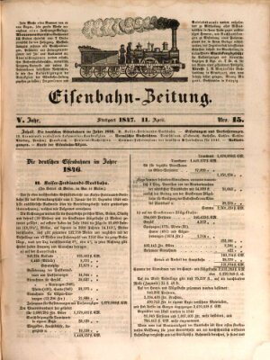 Eisenbahn-Zeitung Sonntag 11. April 1847