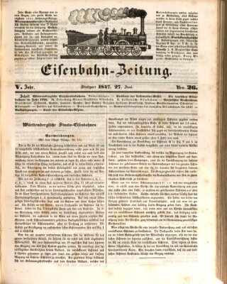 Eisenbahn-Zeitung Sonntag 27. Juni 1847