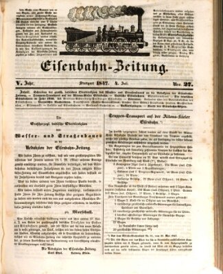 Eisenbahn-Zeitung Sonntag 4. Juli 1847