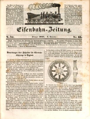 Eisenbahn-Zeitung Sonntag 7. November 1847