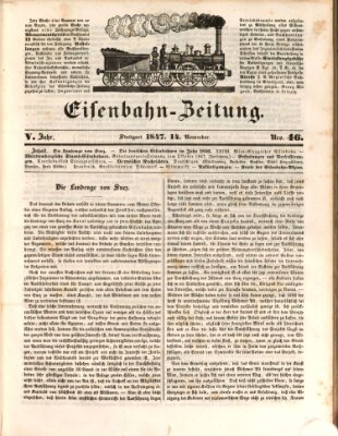 Eisenbahn-Zeitung Sonntag 14. November 1847