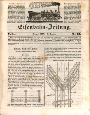 Eisenbahn-Zeitung Sonntag 5. Dezember 1847