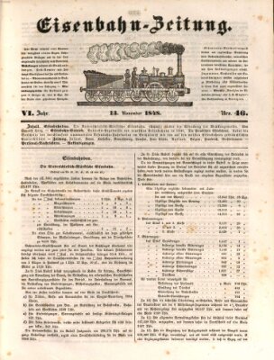 Eisenbahn-Zeitung Montag 13. November 1848