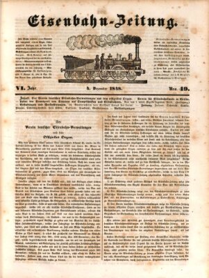 Eisenbahn-Zeitung Montag 4. Dezember 1848