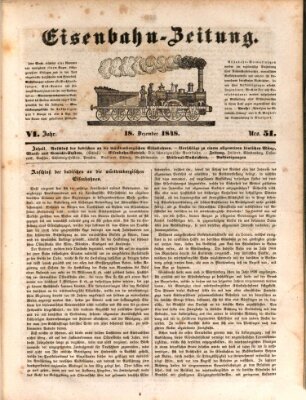 Eisenbahn-Zeitung Montag 18. Dezember 1848