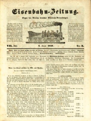 Eisenbahn-Zeitung Montag 8. Januar 1849