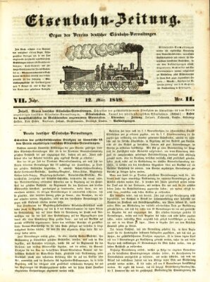 Eisenbahn-Zeitung Montag 12. März 1849