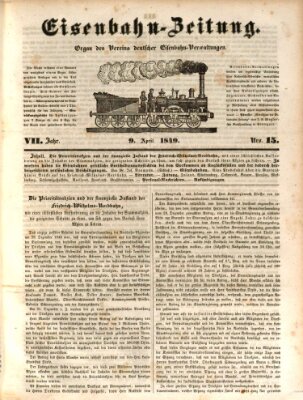 Eisenbahn-Zeitung Montag 9. April 1849