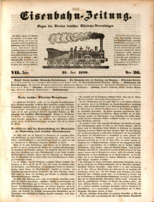 Eisenbahn-Zeitung Montag 25. Juni 1849