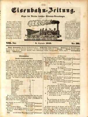 Eisenbahn-Zeitung Samstag 8. September 1849