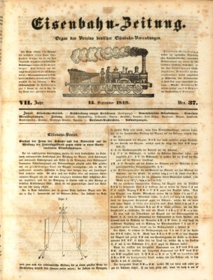 Eisenbahn-Zeitung Donnerstag 13. September 1849