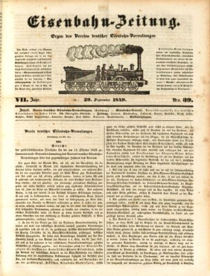 Eisenbahn-Zeitung Samstag 29. September 1849
