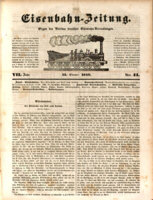 Eisenbahn-Zeitung Samstag 13. Oktober 1849