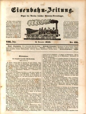 Eisenbahn-Zeitung Samstag 3. November 1849