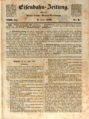 Eisenbahn-Zeitung Sonntag 6. Januar 1850