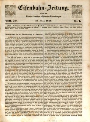 Eisenbahn-Zeitung Sonntag 17. Februar 1850