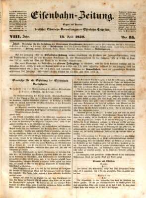 Eisenbahn-Zeitung Sonntag 14. April 1850