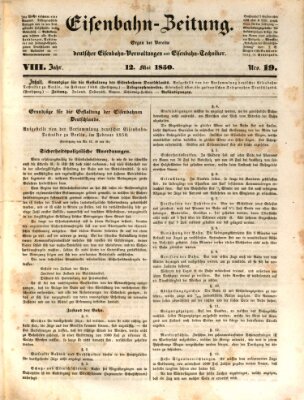 Eisenbahn-Zeitung Sonntag 12. Mai 1850