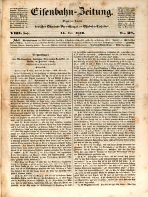 Eisenbahn-Zeitung Sonntag 14. Juli 1850