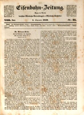 Eisenbahn-Zeitung Sonntag 1. September 1850