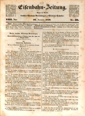 Eisenbahn-Zeitung Sonntag 29. September 1850