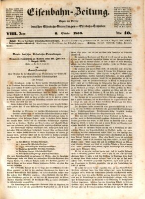 Eisenbahn-Zeitung Sonntag 6. Oktober 1850