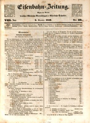 Eisenbahn-Zeitung Sonntag 8. Dezember 1850