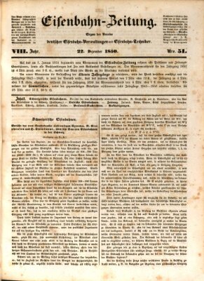 Eisenbahn-Zeitung Sonntag 22. Dezember 1850