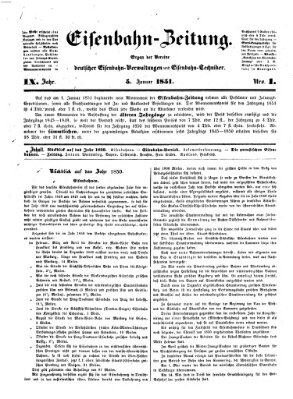 Eisenbahn-Zeitung Sonntag 5. Januar 1851