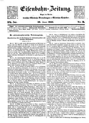 Eisenbahn-Zeitung Sonntag 19. Januar 1851