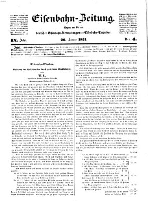 Eisenbahn-Zeitung Sonntag 26. Januar 1851