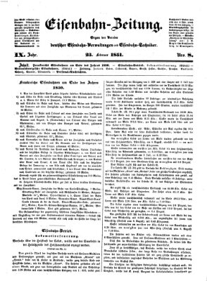 Eisenbahn-Zeitung Sonntag 23. Februar 1851