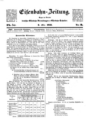 Eisenbahn-Zeitung Sonntag 2. März 1851