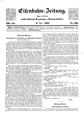 Eisenbahn-Zeitung Sonntag 6. April 1851