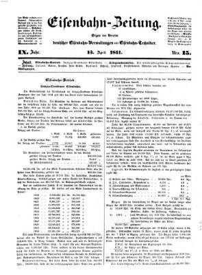 Eisenbahn-Zeitung Sonntag 13. April 1851