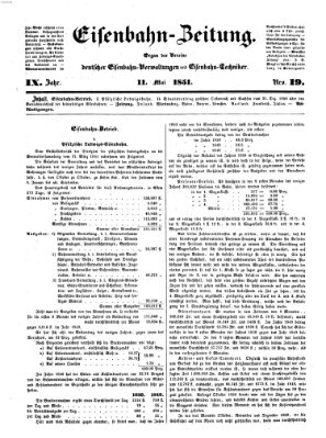 Eisenbahn-Zeitung Sonntag 11. Mai 1851