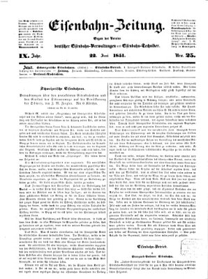 Eisenbahn-Zeitung Sonntag 22. Juni 1851