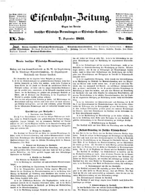 Eisenbahn-Zeitung Sonntag 7. September 1851