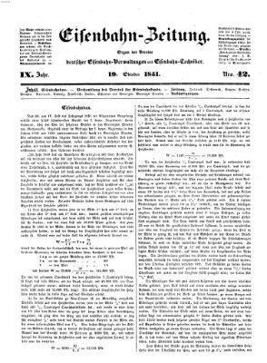 Eisenbahn-Zeitung Sonntag 19. Oktober 1851