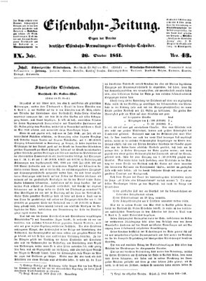 Eisenbahn-Zeitung Sonntag 26. Oktober 1851