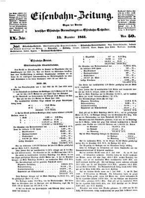 Eisenbahn-Zeitung Sonntag 14. Dezember 1851