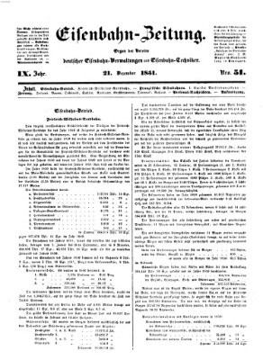 Eisenbahn-Zeitung Sonntag 21. Dezember 1851