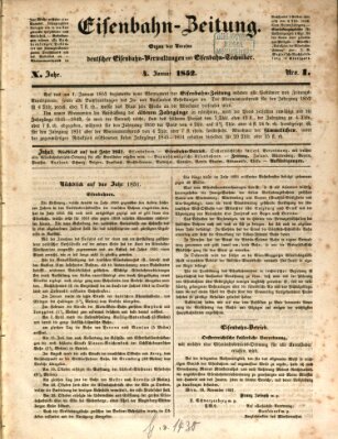 Eisenbahn-Zeitung Sonntag 4. Januar 1852