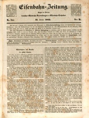 Eisenbahn-Zeitung Sonntag 11. Januar 1852