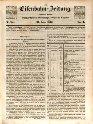 Eisenbahn-Zeitung Sonntag 25. Januar 1852