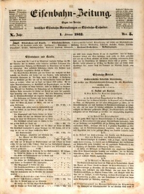 Eisenbahn-Zeitung Sonntag 1. Februar 1852