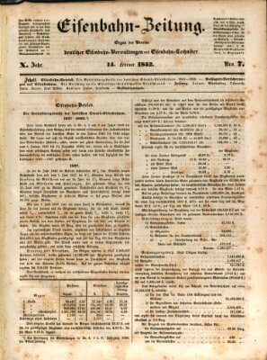 Eisenbahn-Zeitung Sonntag 15. Februar 1852